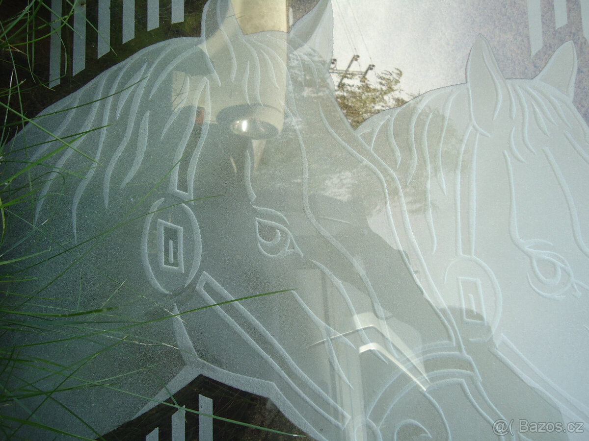 Skleněná výplň do dveří - motiv koně - 4