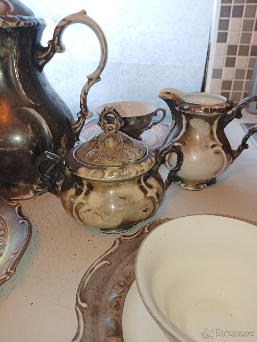 Stará porcelánová souprava feinsilber - 4