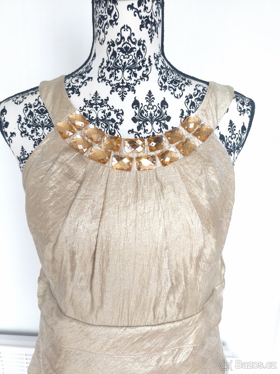 Zlaté společenské šaty vel. 40/42 - 4