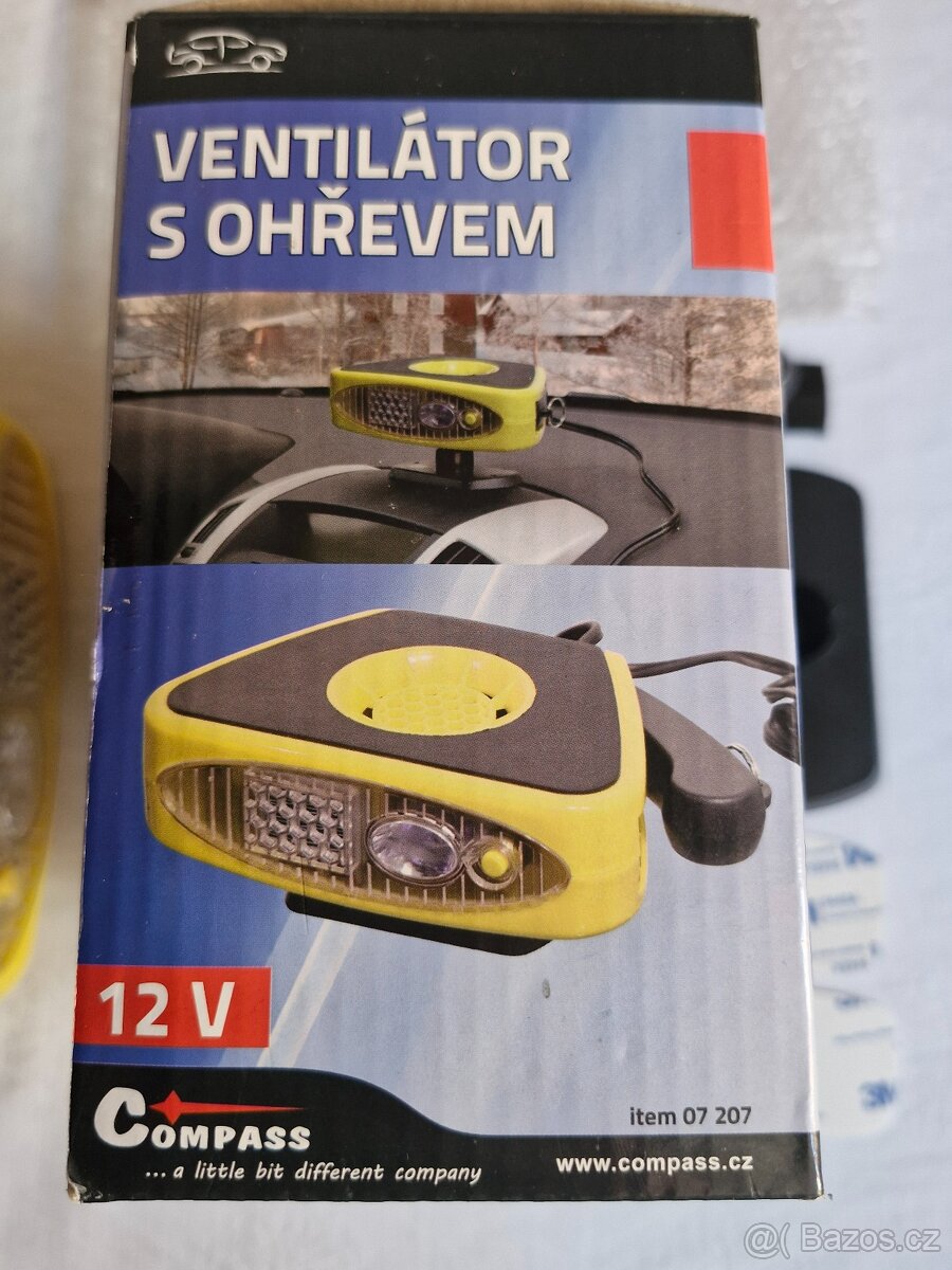 ventilátor 12V s OHŘEVEM + LED svítilna - 4