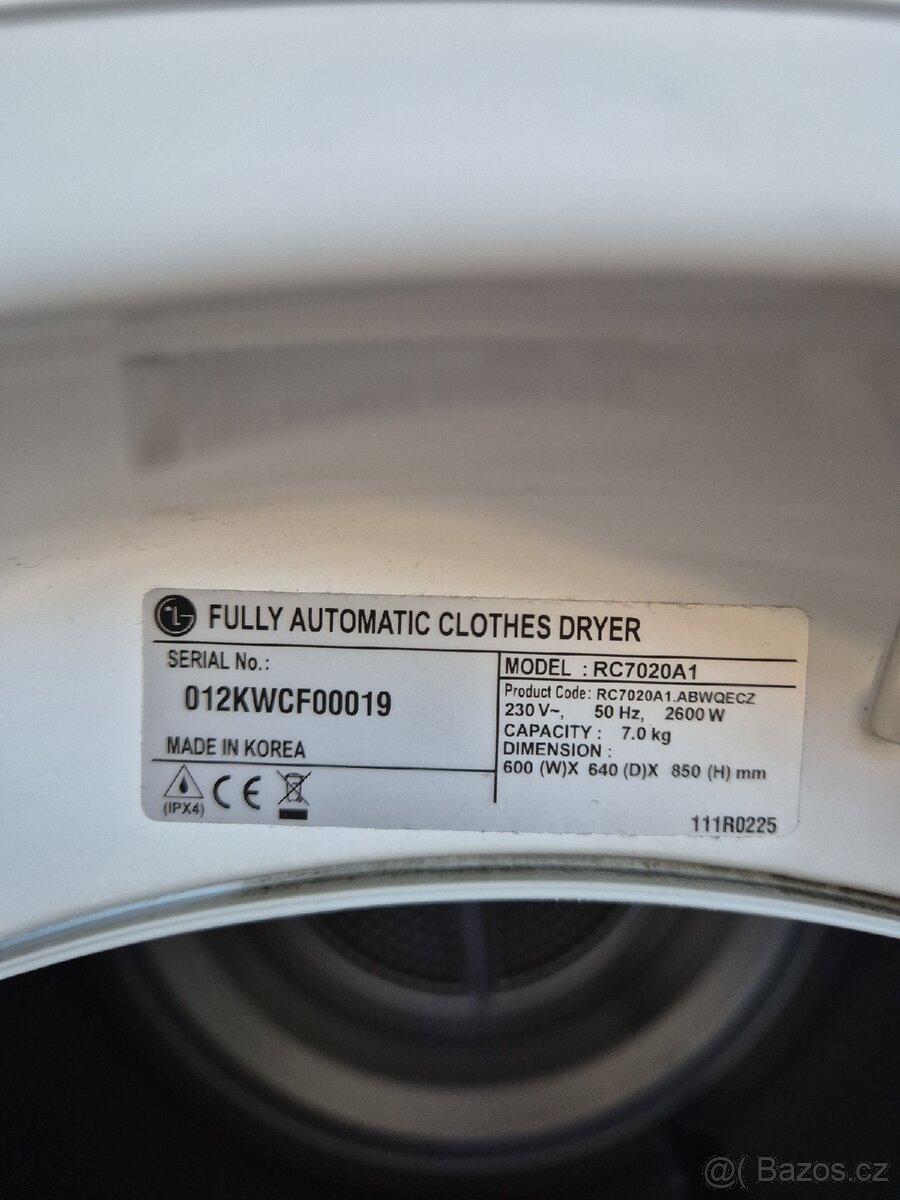 Prodám sušičku LG Sensor Dry 7 kg - 4