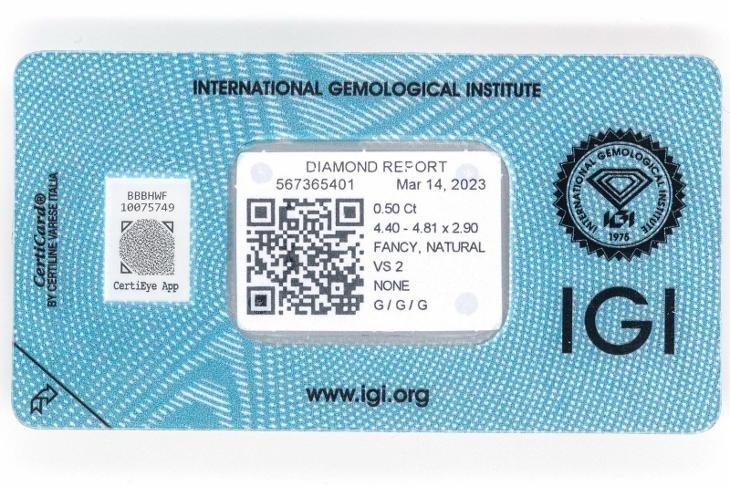 Diamant - Natural Fancy Light Yellow - 0,50ct - VS2 - 4