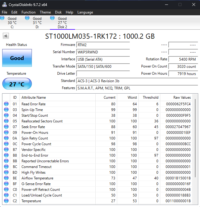 Seagate 1TB 2.5" HDD - 4