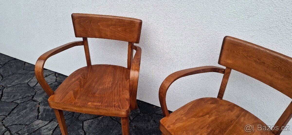 Ohýbaná Celodřevěná křesla THONET po renovaci 2ks - 4