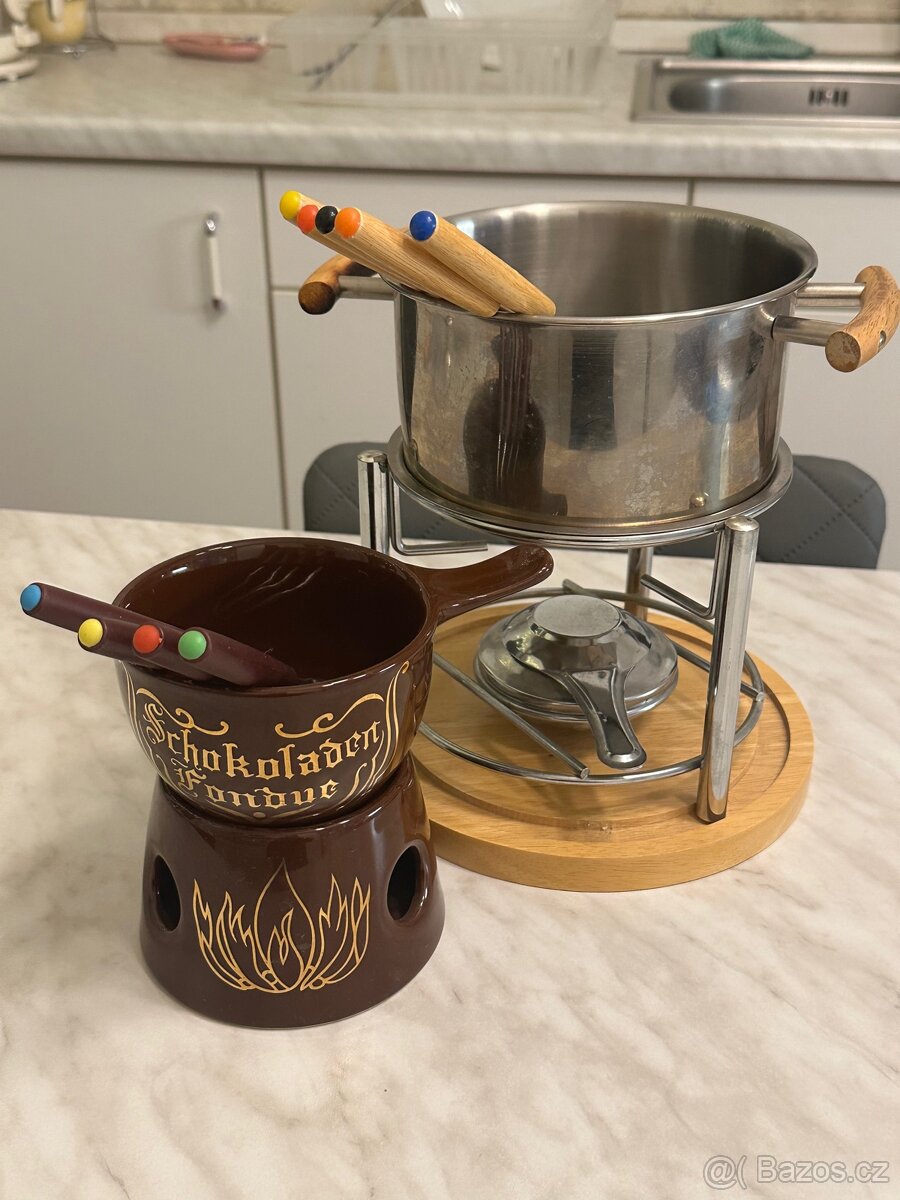 Sada Dvou nádob na fondue sýr a čokoláda, perfektní stav - 4