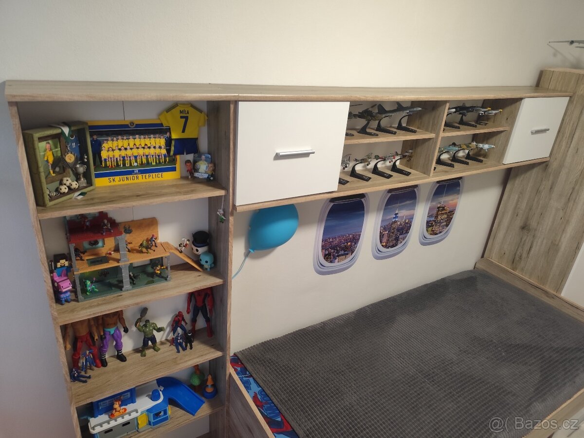 Dětský pokoj/postele (900x200cm) rošt, regál, skříň - 4