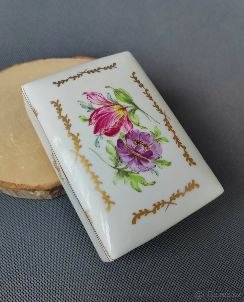 Unikátní ručně malovaná porcelánová dóza Dresden (1902-1916) - 4