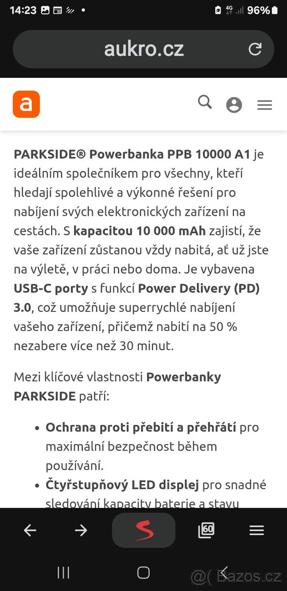 Powerbanka parkside 10 000ah - 4