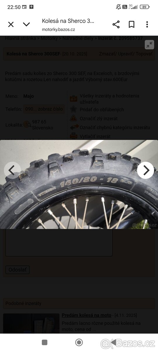 Kola na sherco 300 SEF 4T