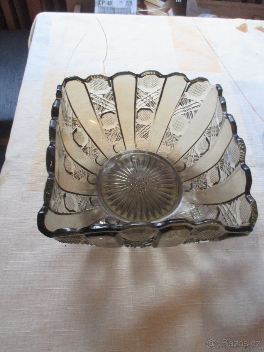 skleněný tác+mísa po prababičce - 4