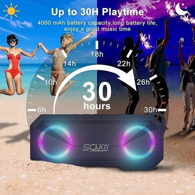 SCIJOY Výkonný Bluetooth reproduktor s 30W LED rádiem IPX7 - 4