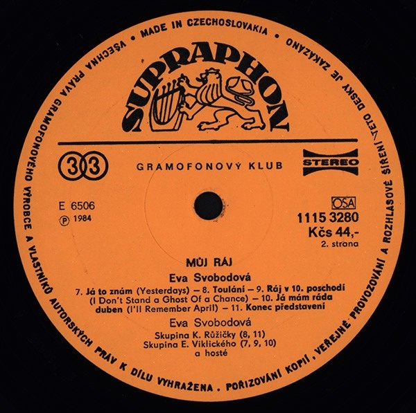 Eva Svobodová – Můj Ráj ( LP ) - 4