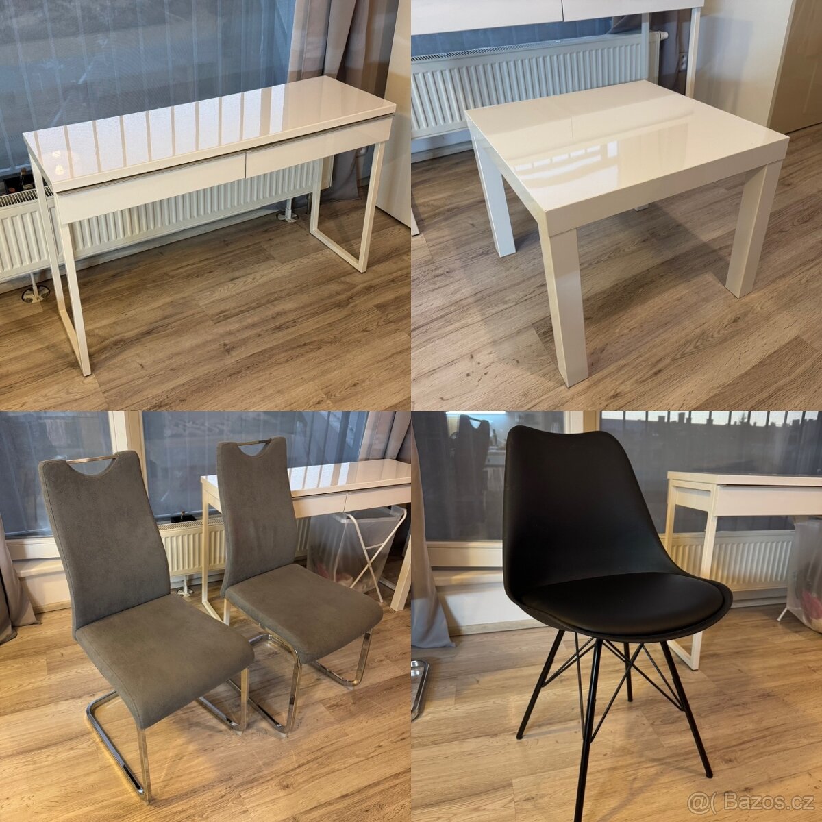 Psací stůl bílý + další drobný nábytek - 4