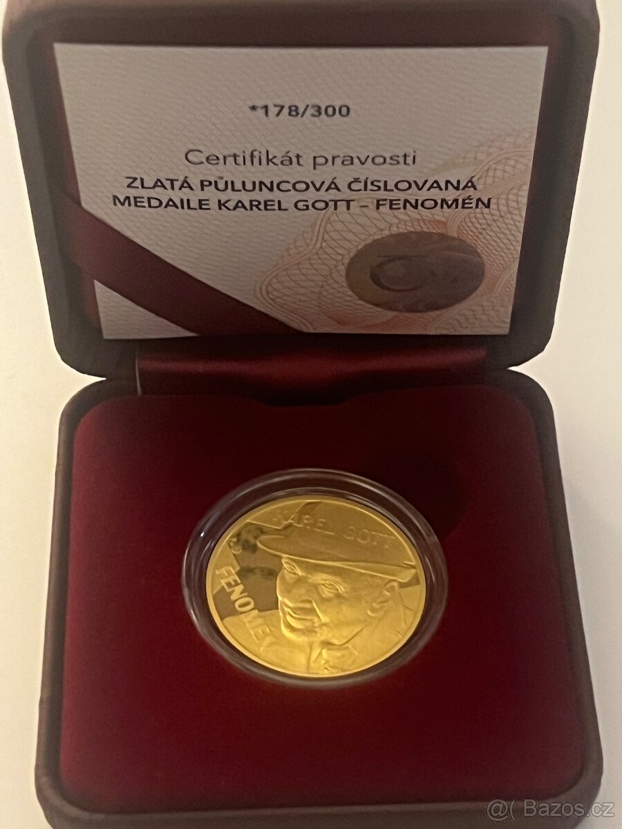 Zlato/ sada zlatých 1/2oz mincí 3 medailí Karla Gotta - 4