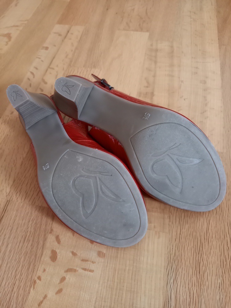Červené sandály kožené 38,5 - 4