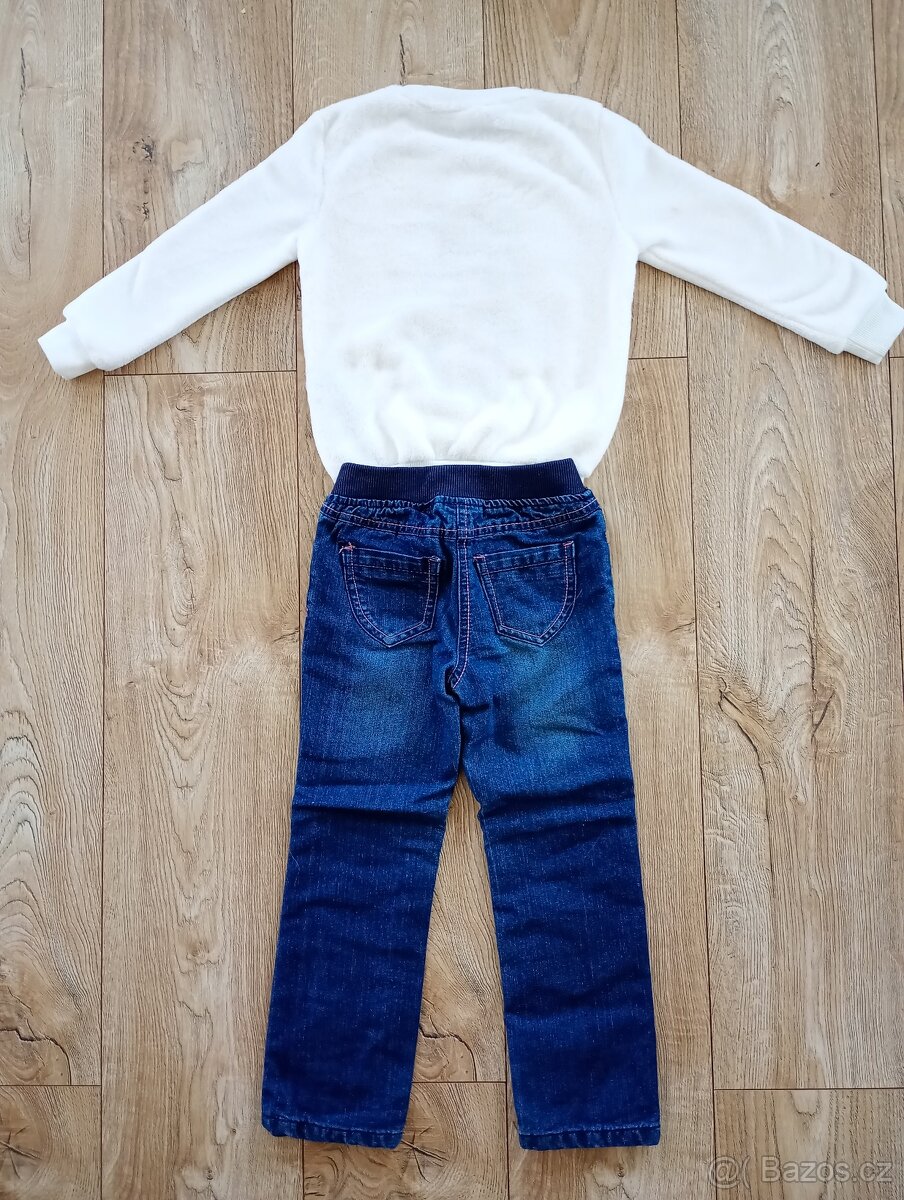 Holčičí zateplené kalhoty a heboučký svetřík, vel. 110 - 4