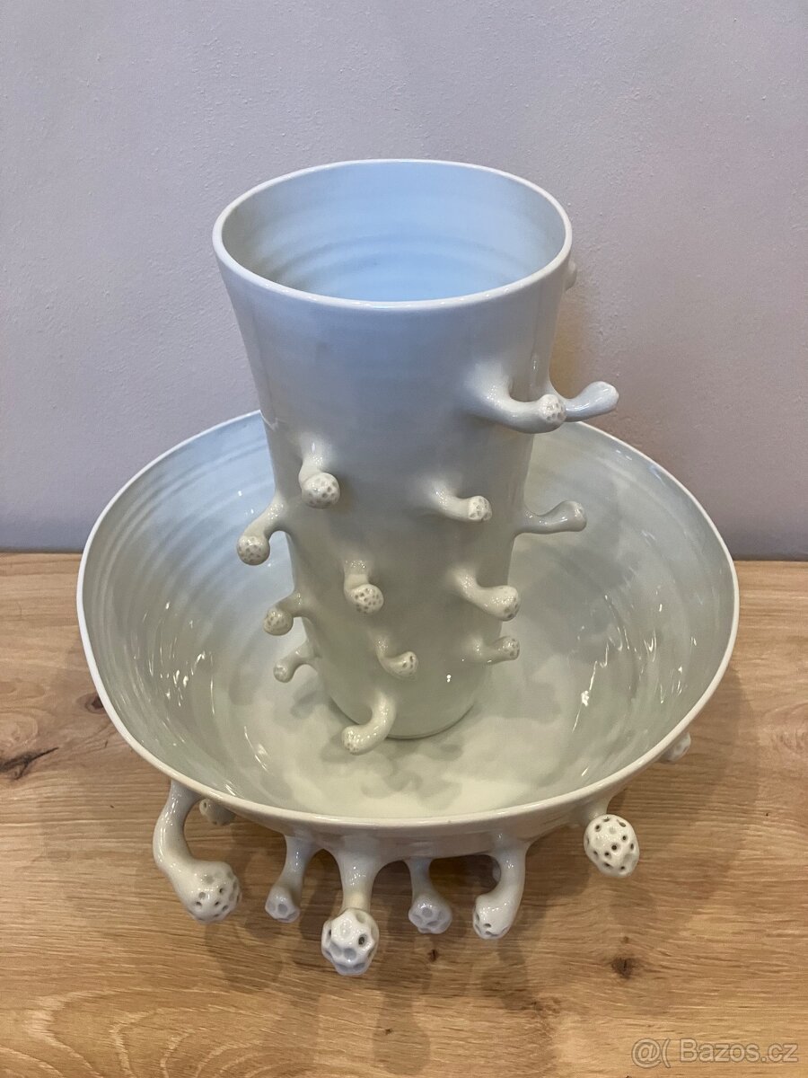 Ručně točená porcelánová mísa a váza Jany Molovčákové-Marešo - 4