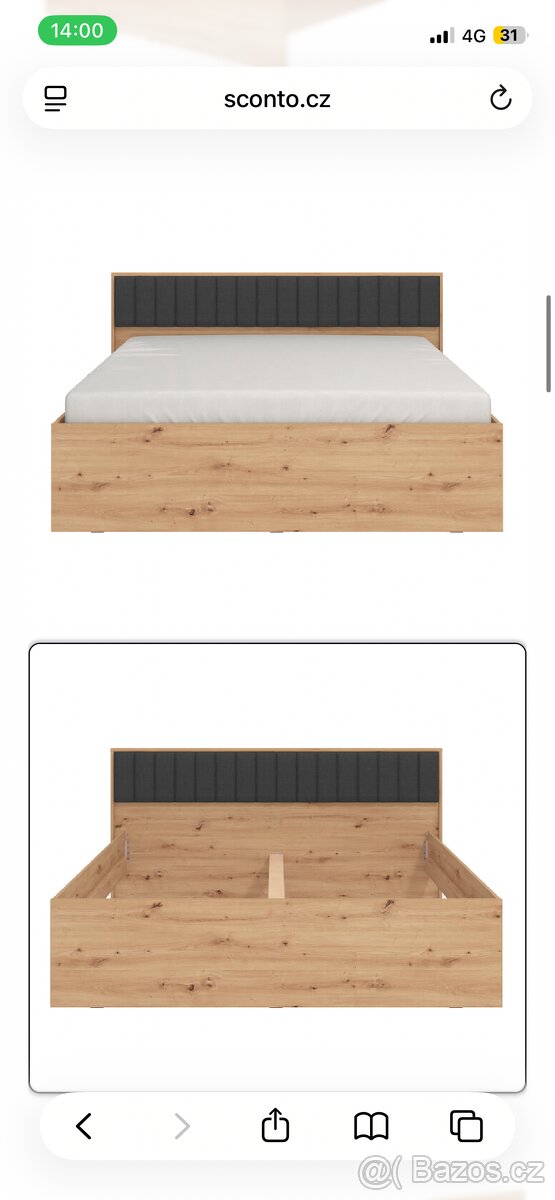 Postel s roštem dub Artisan 160x200 - 4