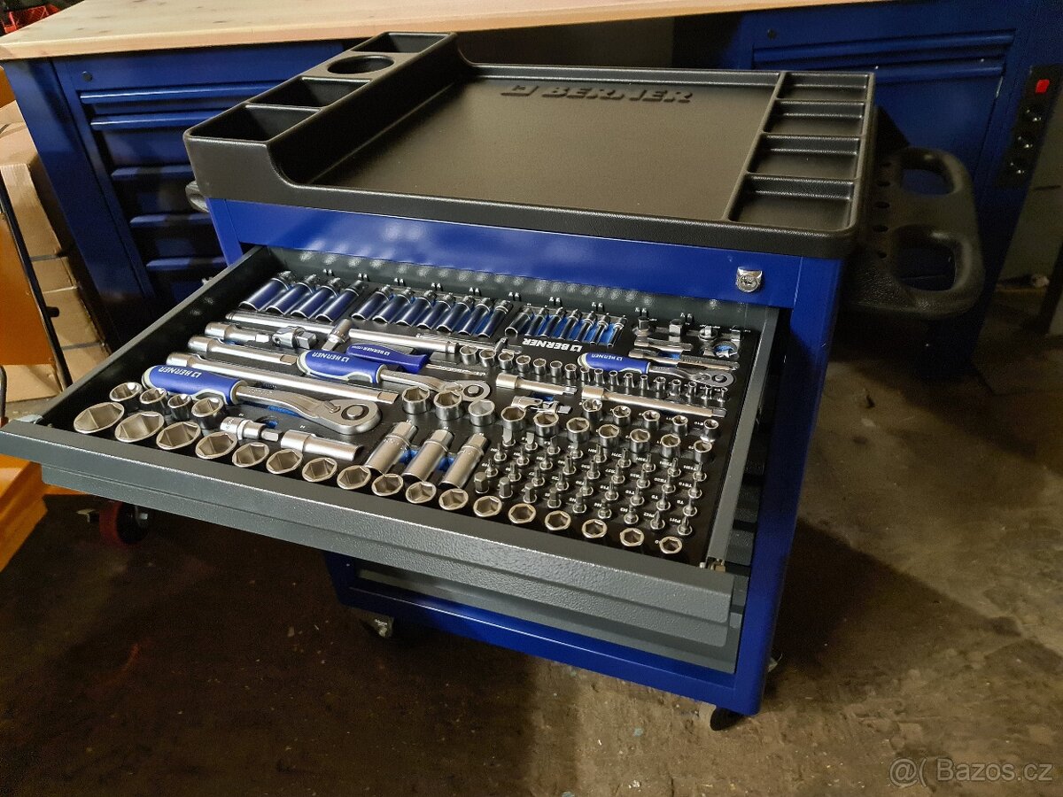 Dílenský pojízdný box BERNER s nářadím - 4