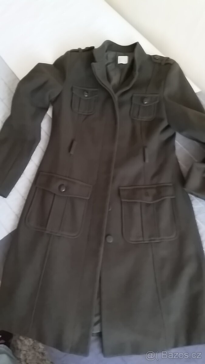Dámský flaušový kabát tmavě khaki vel. 36 Camaieu - 4