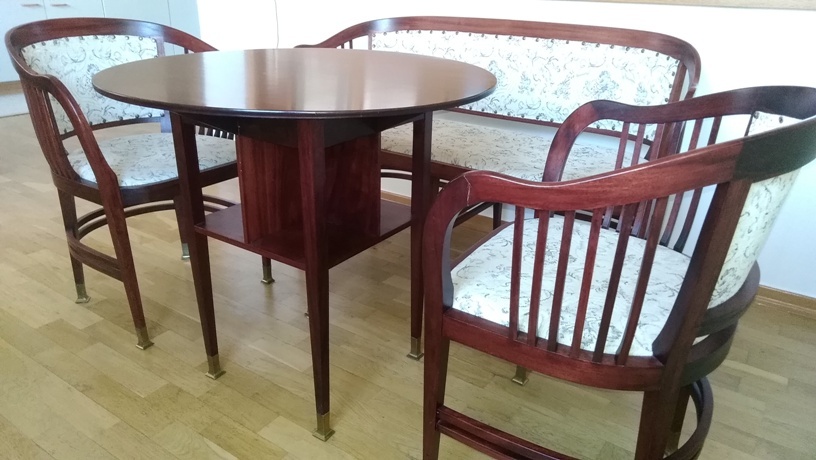 Starožitnost-stůl,lavice,křesla(J.M.Olbrich für Maria Wölzl) - 4