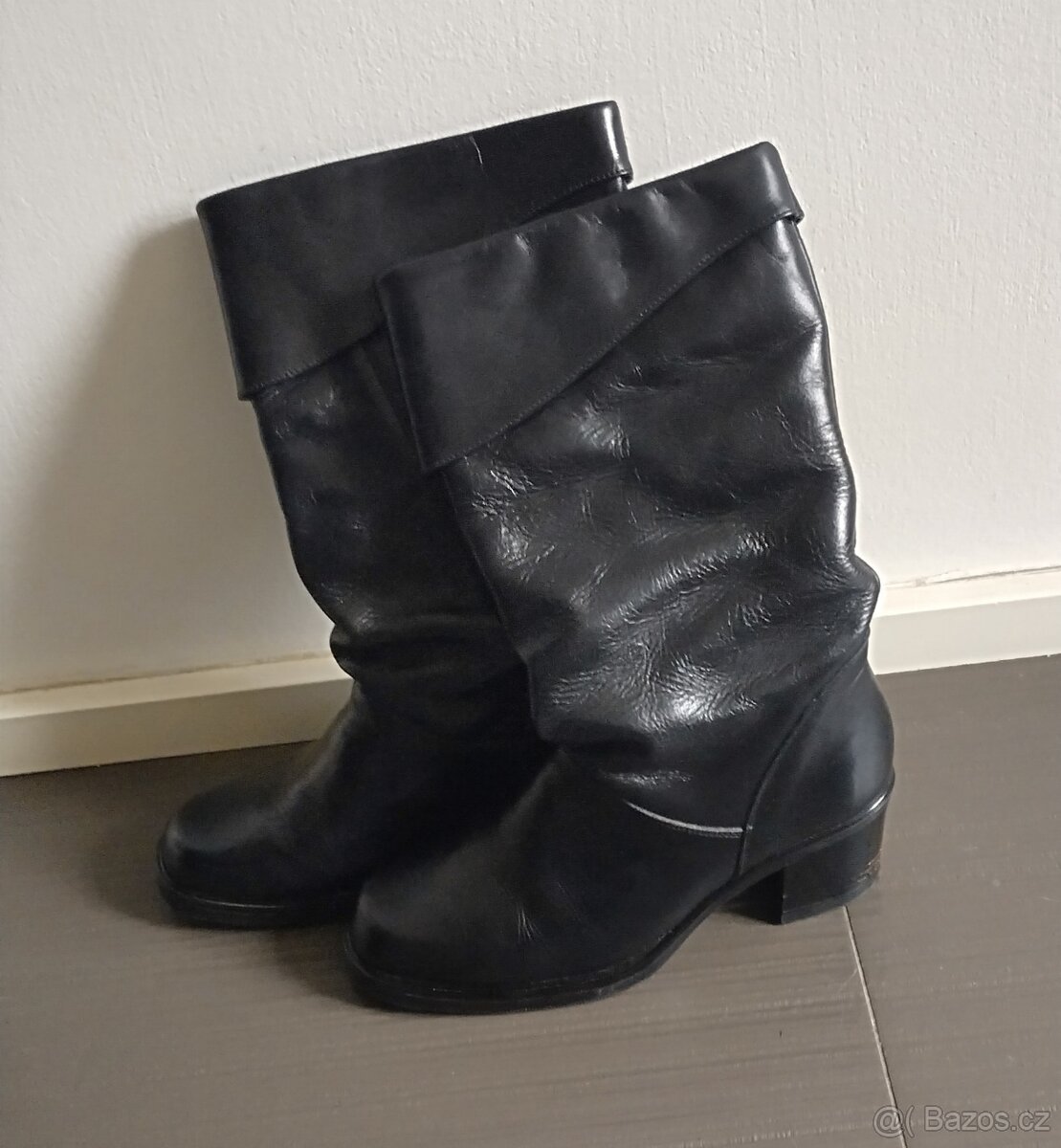 Kozačky dámské černé kožené - 4