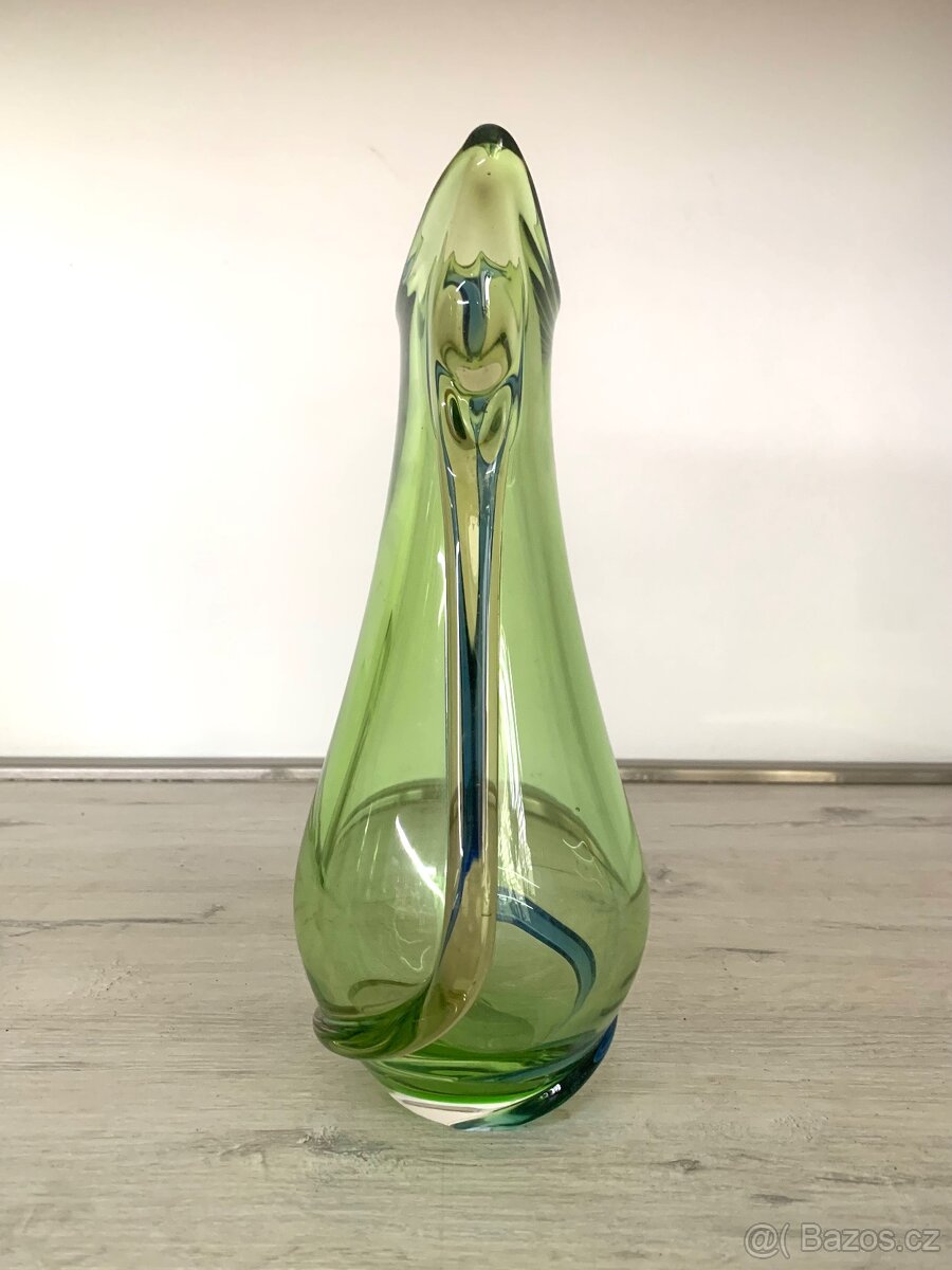 Retro hutní sklo váza 60. léta Brusel - 4