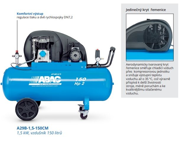 AKCE: Profesionální pístový kompresor ABAC A29B-1,5-50CM - 4
