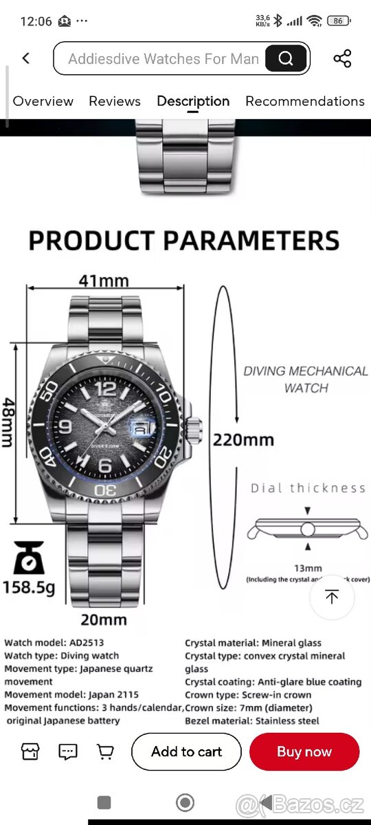 Hodinky Addiesdive 2513, 41mm - 4