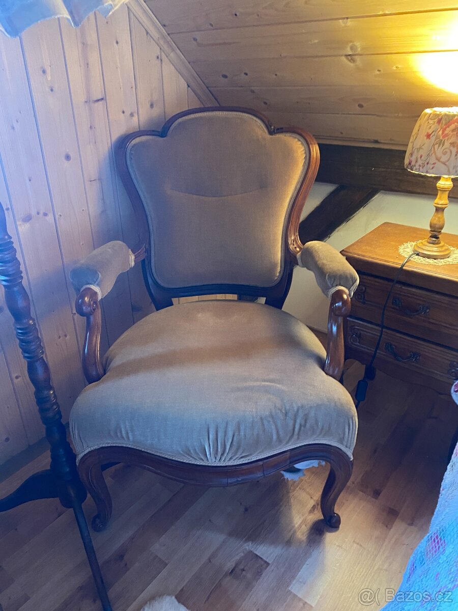 Starožitné křeslo křeslo ve stylu Biedermeie - 4