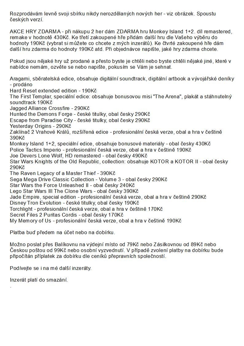 nové, nerozdělané PC hry ve folii, levně + HRY ZDARMA - 4