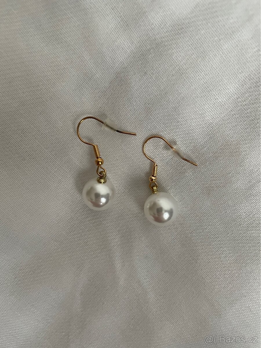 Měděně zlaté náušnice s perlami - 4