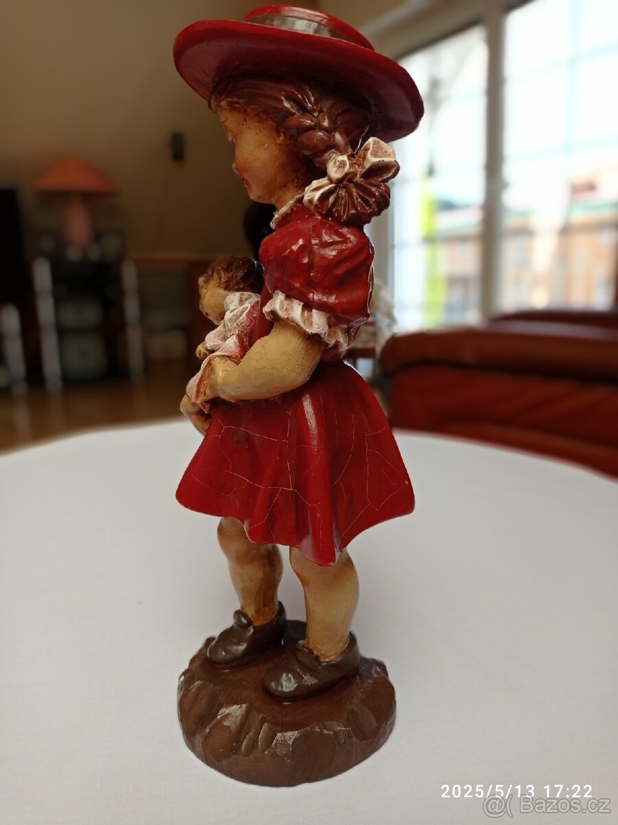 Starožitná ručně malovaná soška. - 4