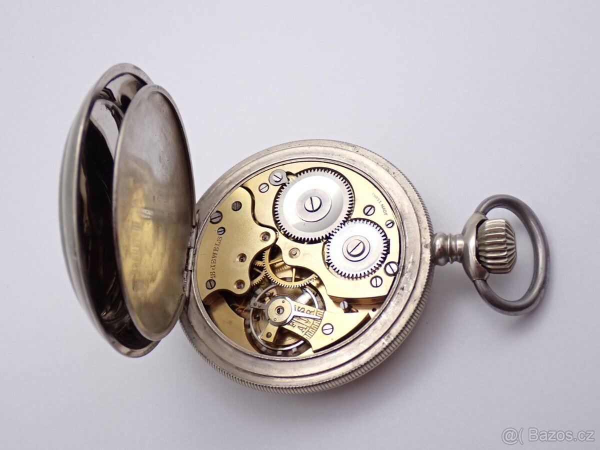 Masivní, velké starožitné dvouplaštové hodinky, 101g - 4