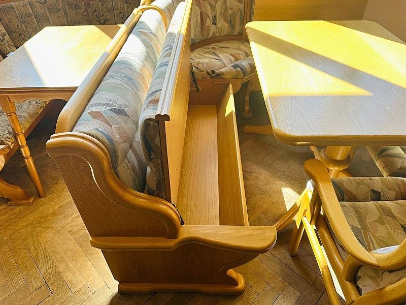 889 Rustikální jídelní set rohová lavice rozkládací stůl - 4