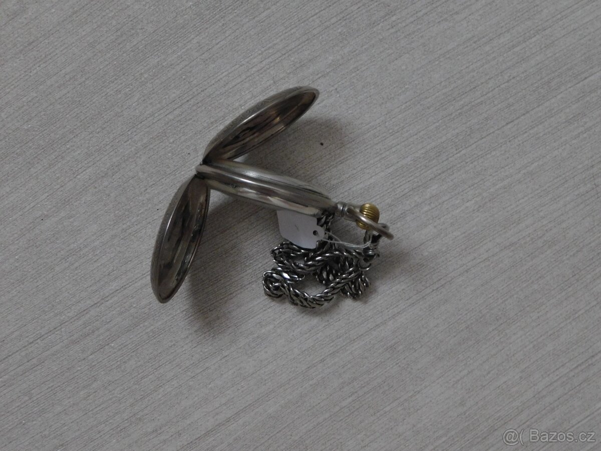 Tříplášťové gravírované celostříbrné masivní hodinky se šatl - 4