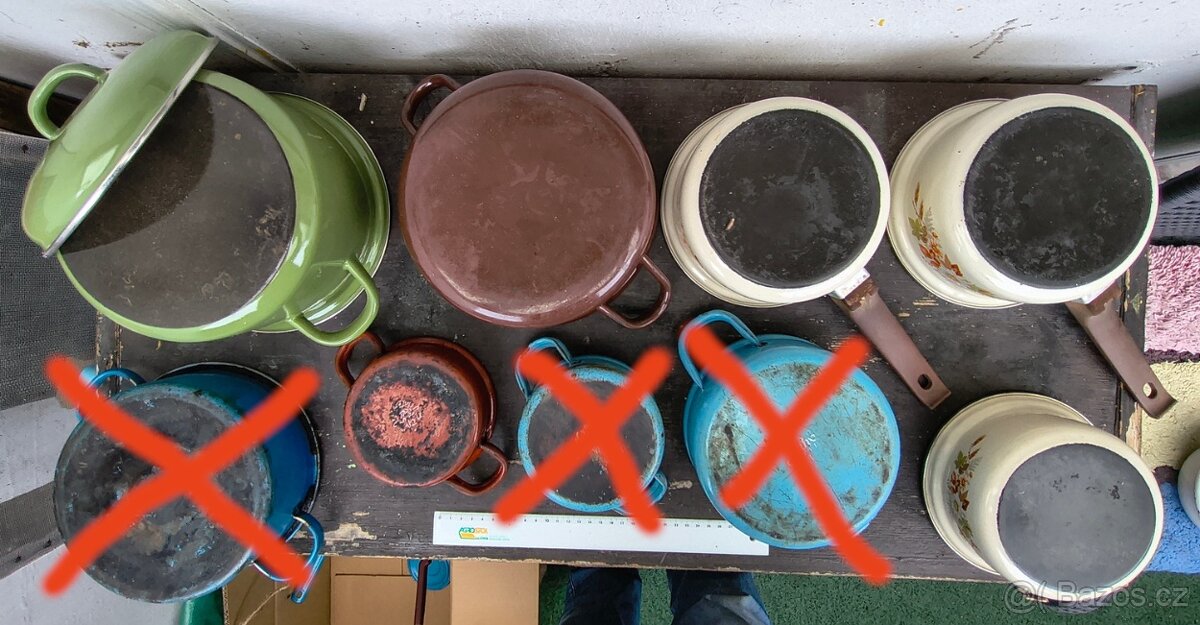 konvolut kovového kuchyňského retro nádobí - 4