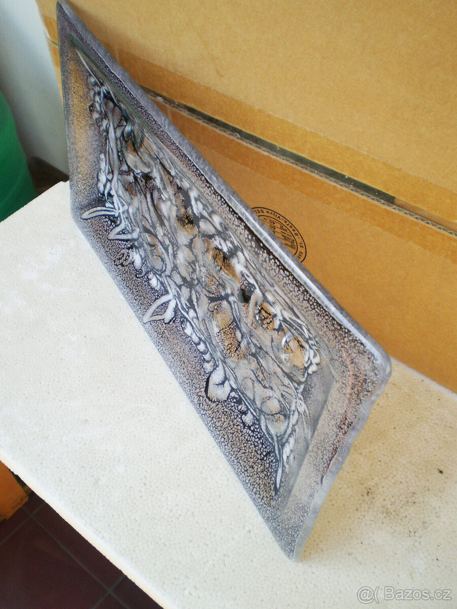 Krásná skleněná mísa umělecká - 4