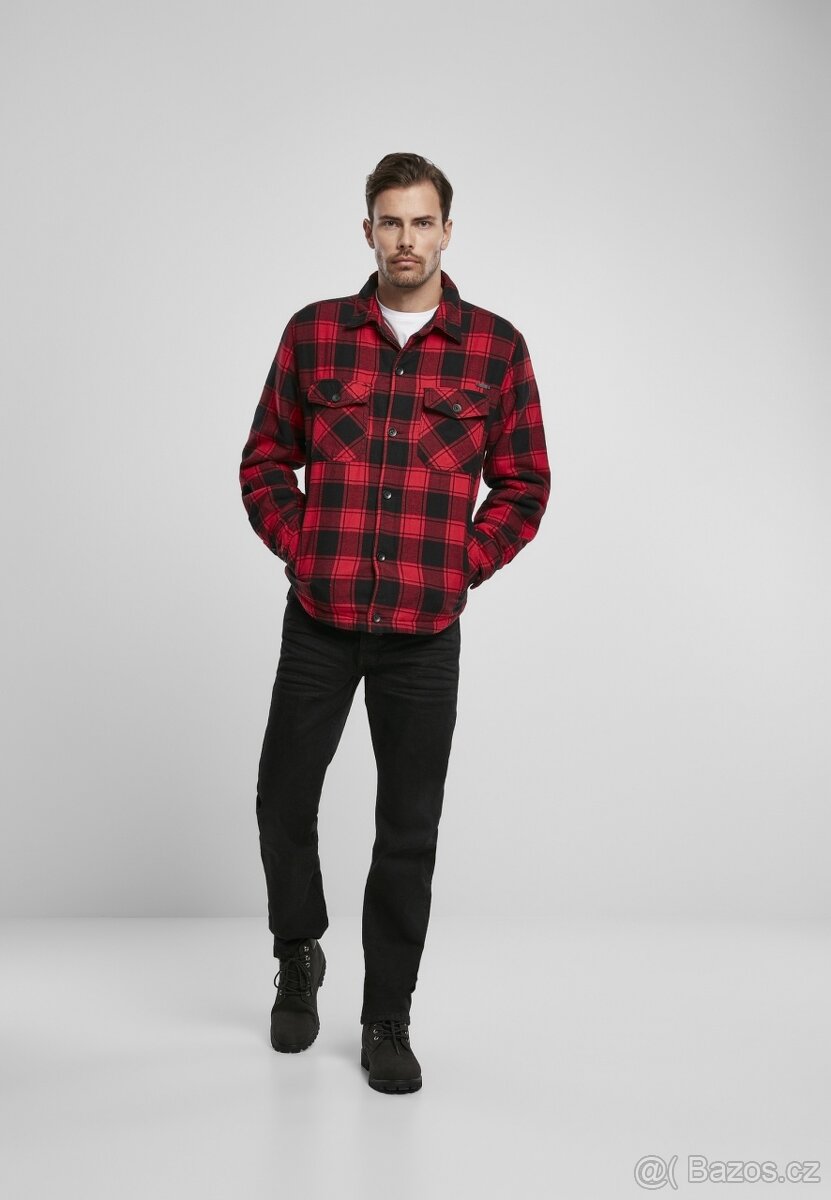 Bunda Brandit Lumberjacket - červená-černá - 4