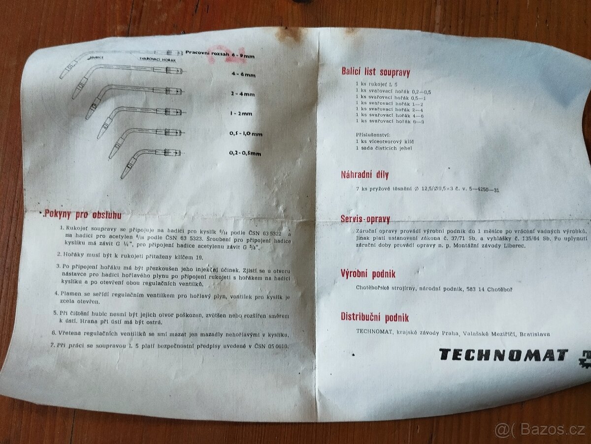 Hořáky autogen s prospektem ceska vyroba - 4