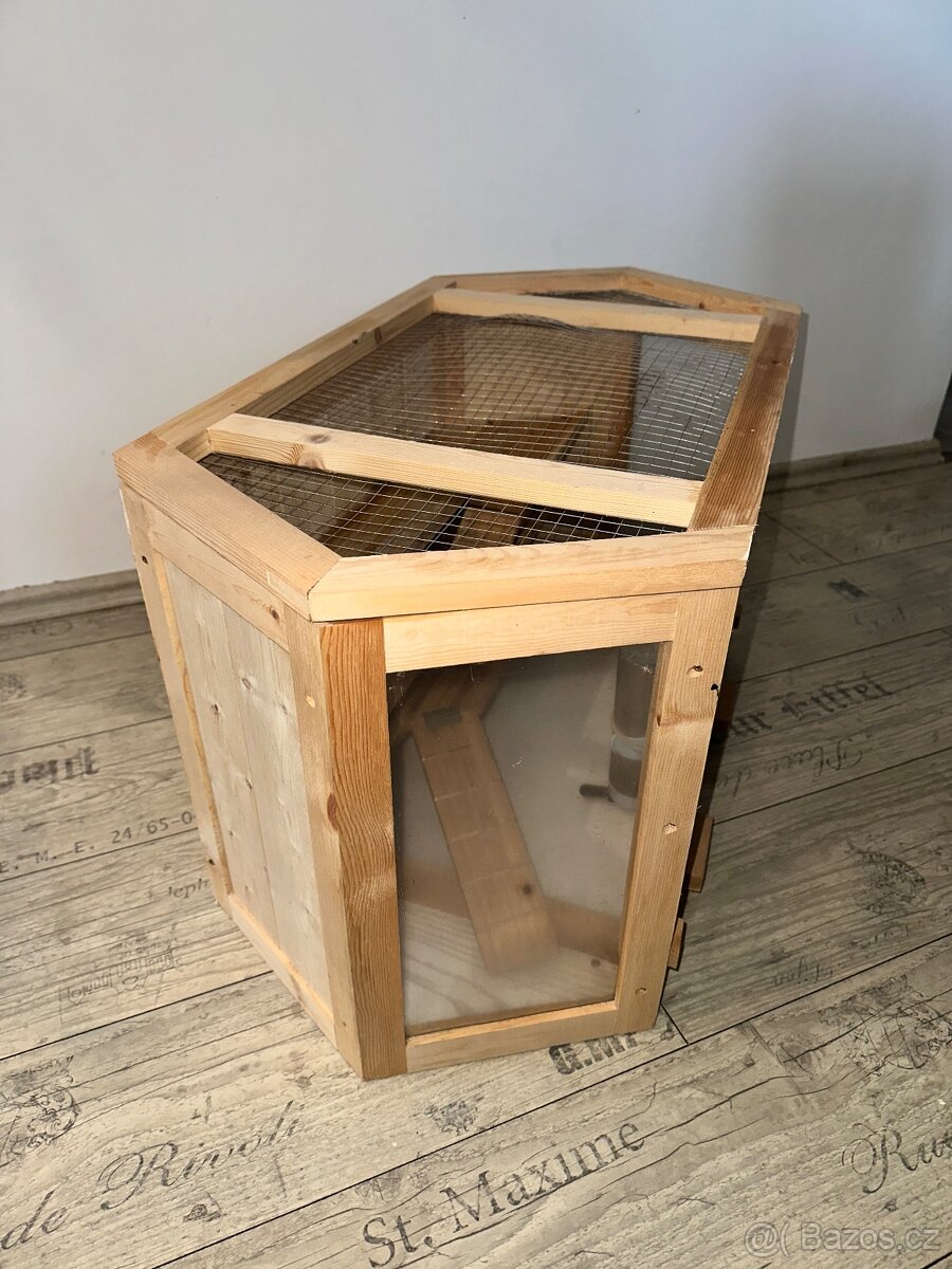 vidaXL Klec křeček 80x40x43 cm, masivní jedlové dřevo - 4