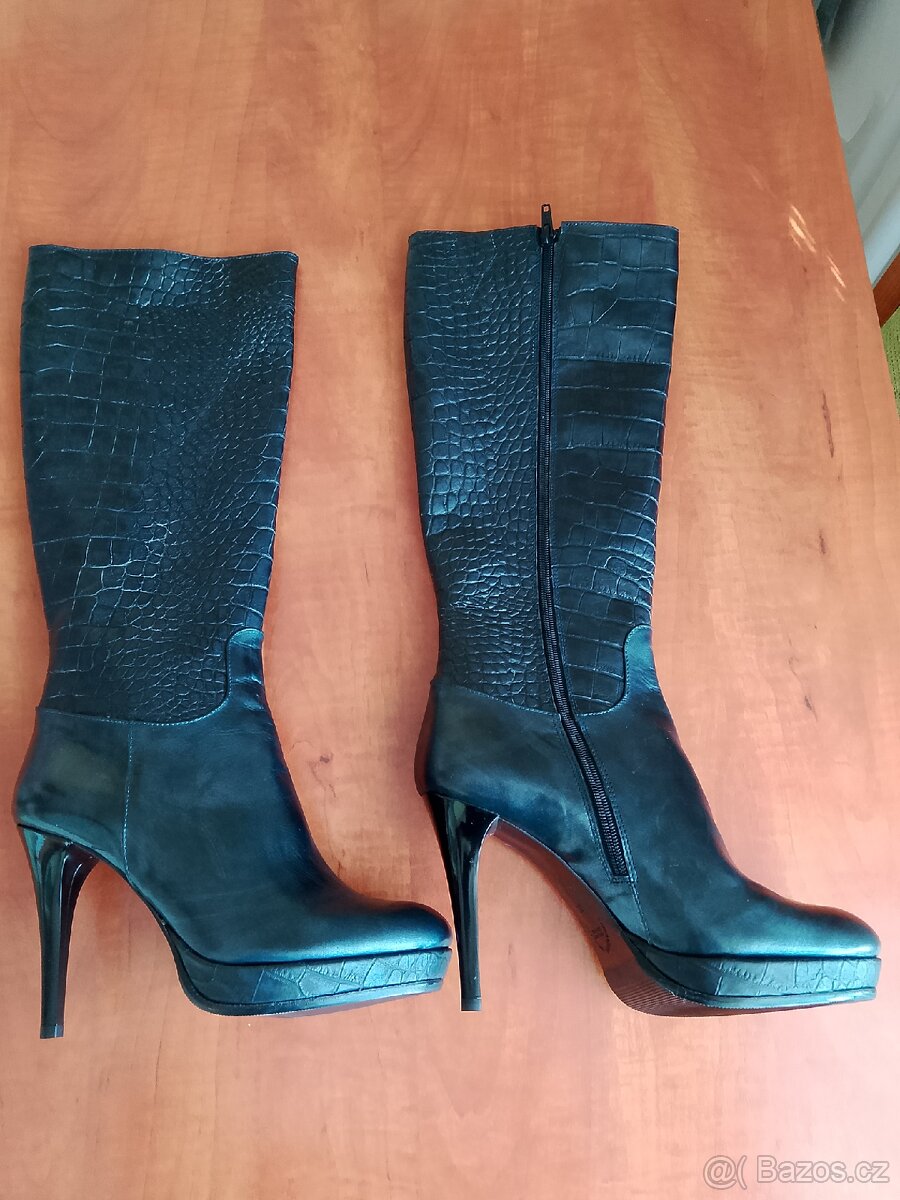 Celokožené kozačky velikost 39 - 4