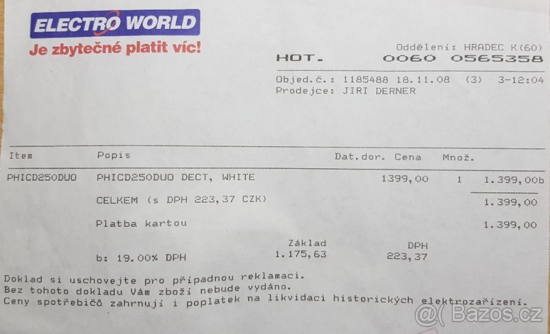 Bezdrátový telefon (DECT) Philips CD250 DUO - SLEVA - 4