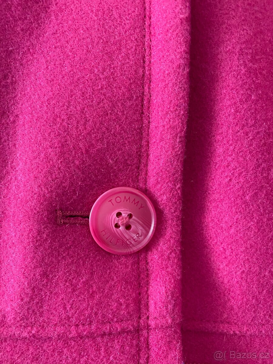 Tommy Hilfiger vlněný teplý kabát XXL růžová barva hot pink - 4