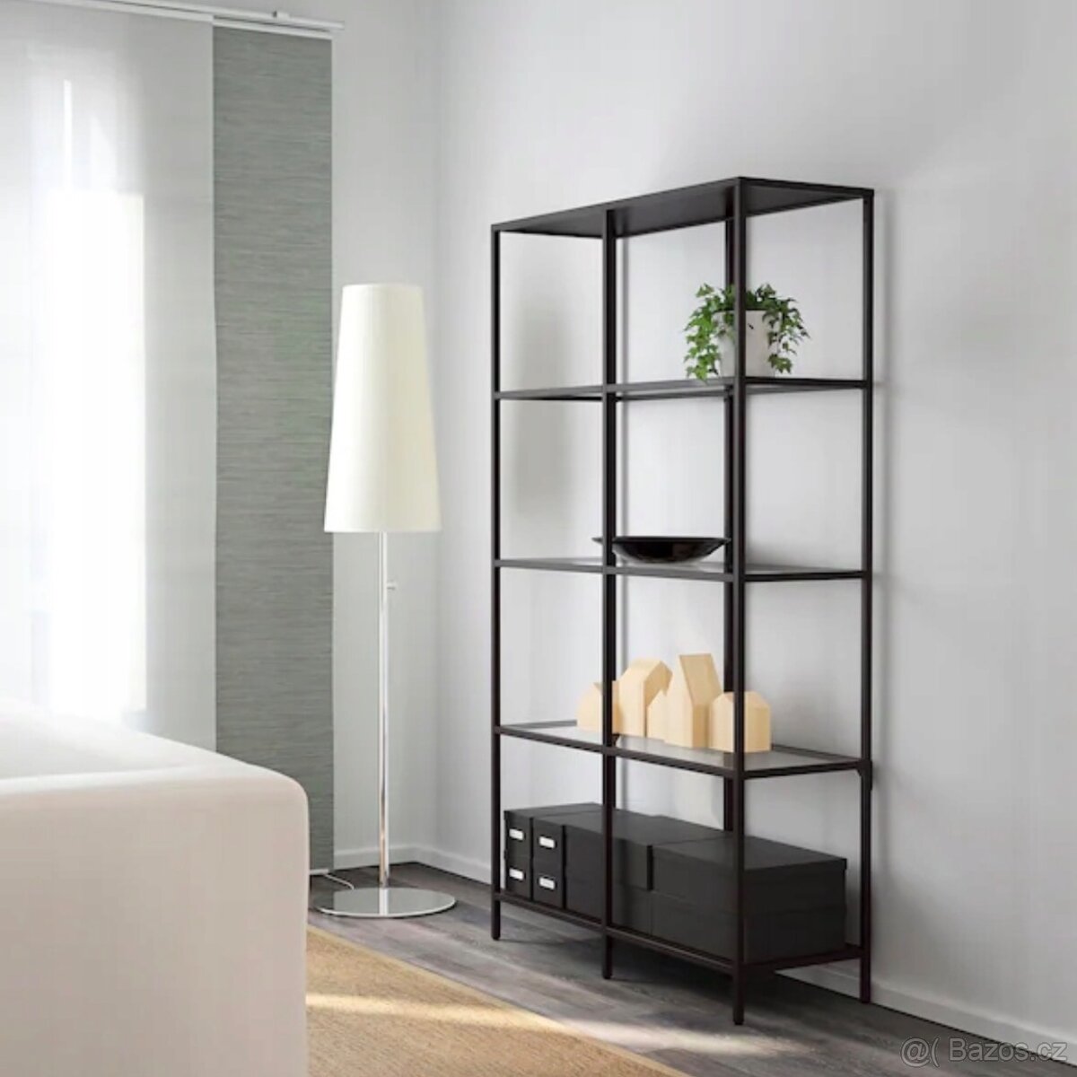 IKEA Regál – černohnědý/sklo (výborný stav) - 4