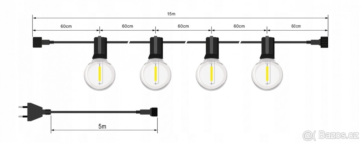 2x LED venkovní řetěz žárovky osvětlení 20m - 4