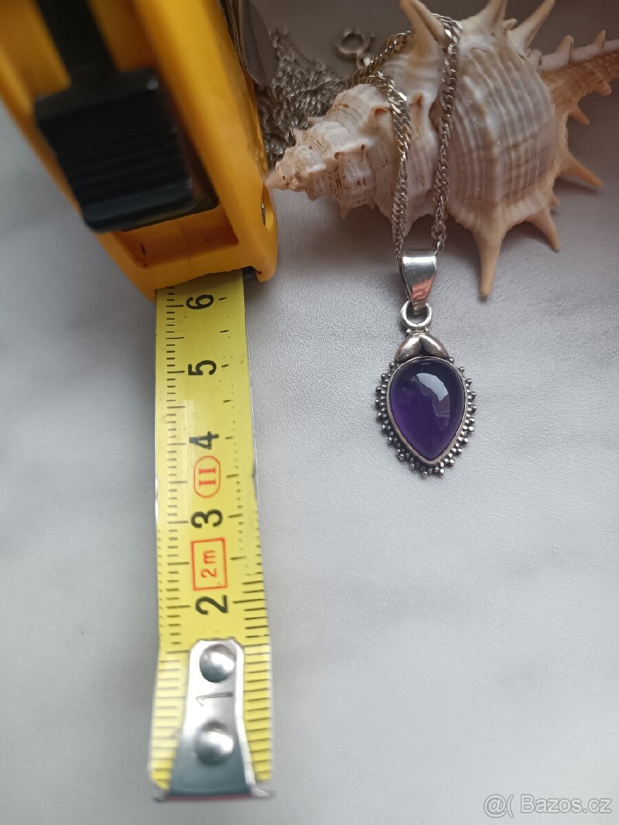 Stříbrný přívěsek ametyst - 4