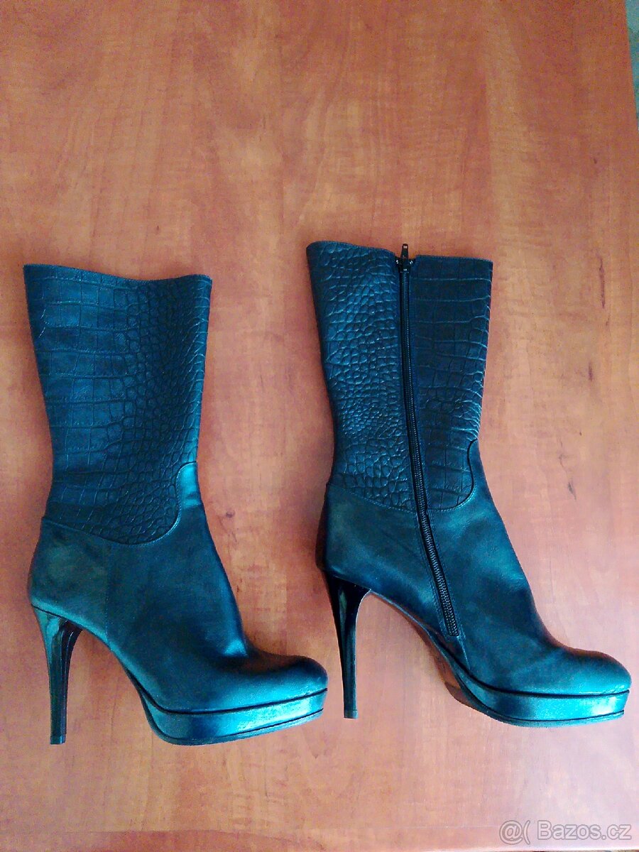 Celokožené kozačky velikost 38 - 4