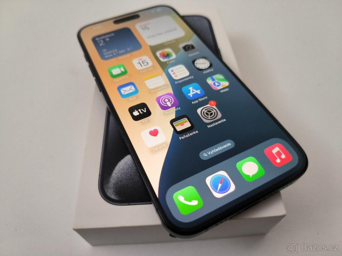 apple iphone 15 PRO MAX 256gb Blue Titanium 100% Batéria - 4