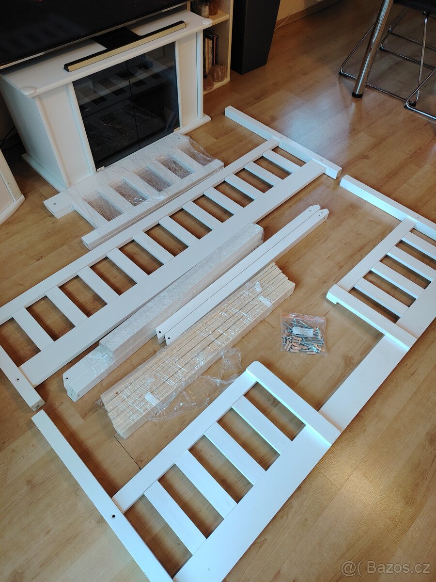 DĚTSKÁ DOMEČKOVÁ POSTEL 160X80 cm, bílý lak - 4